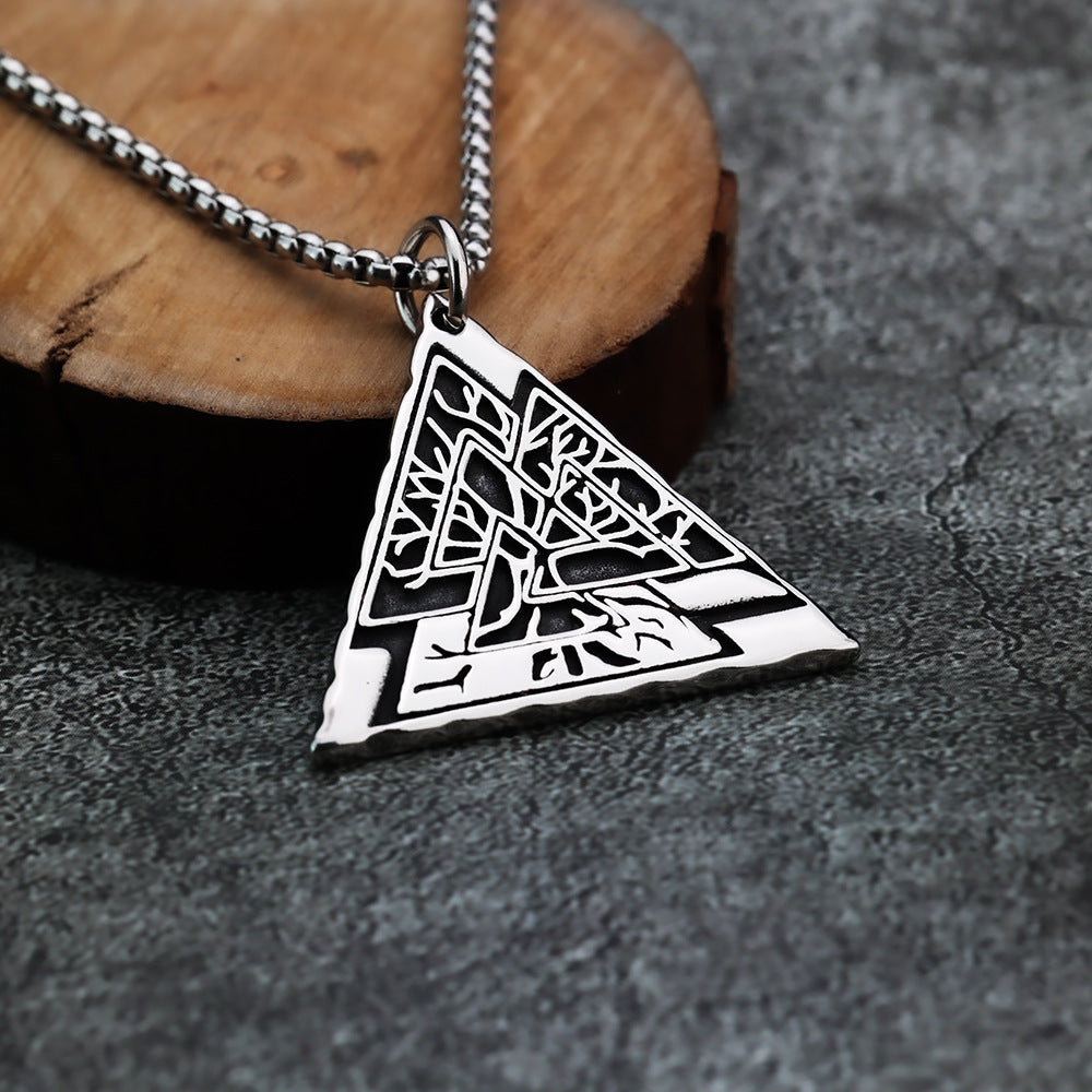 European And American Jewelry Wholesale Titanium Steel Men's Pendant Necklace Retro Viking Tree Of Life