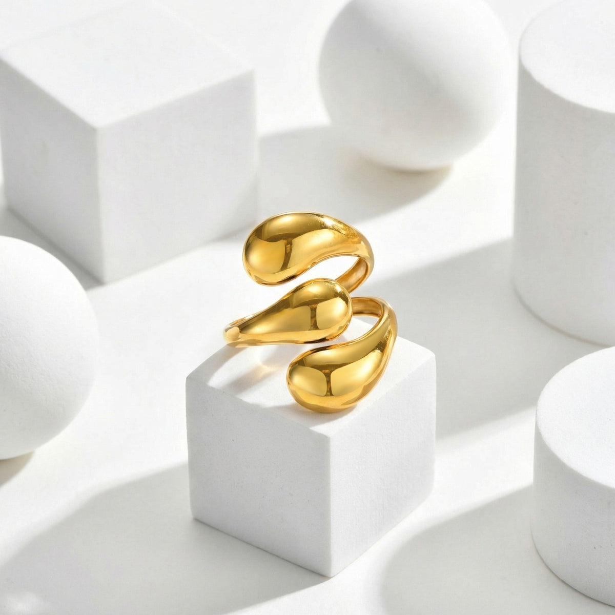 Stainless Steel Geometric Line Opening Version Design Ring