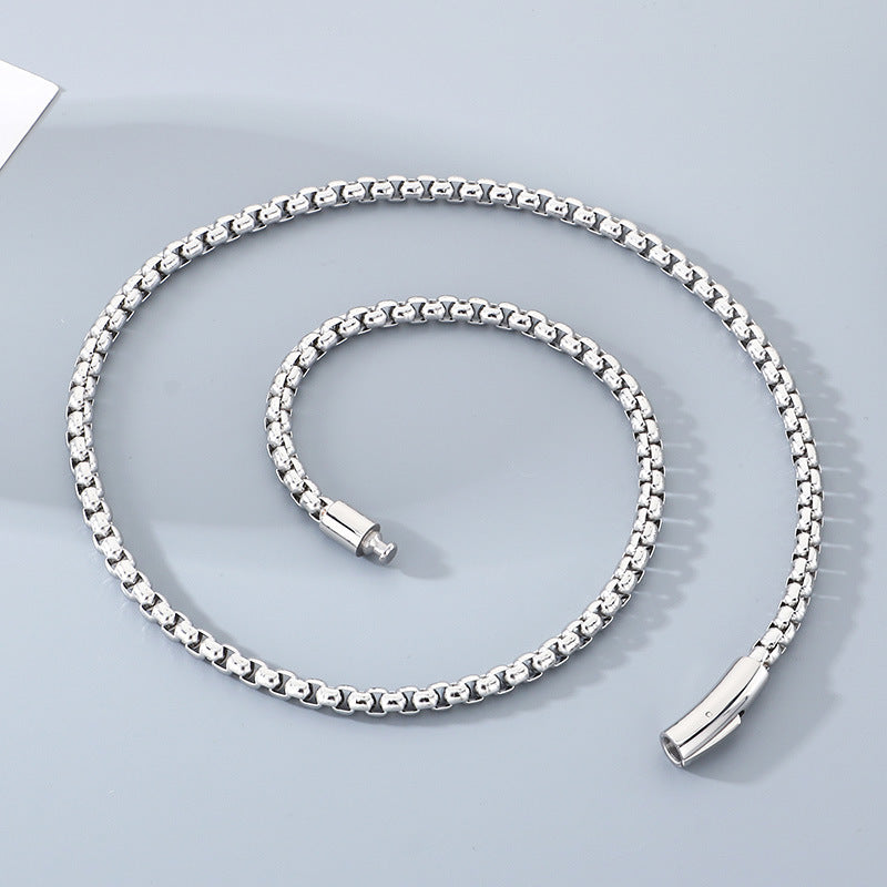 Stylish & Lettering Necklace – Hip-Hop Square Pearl Chain Bracelet