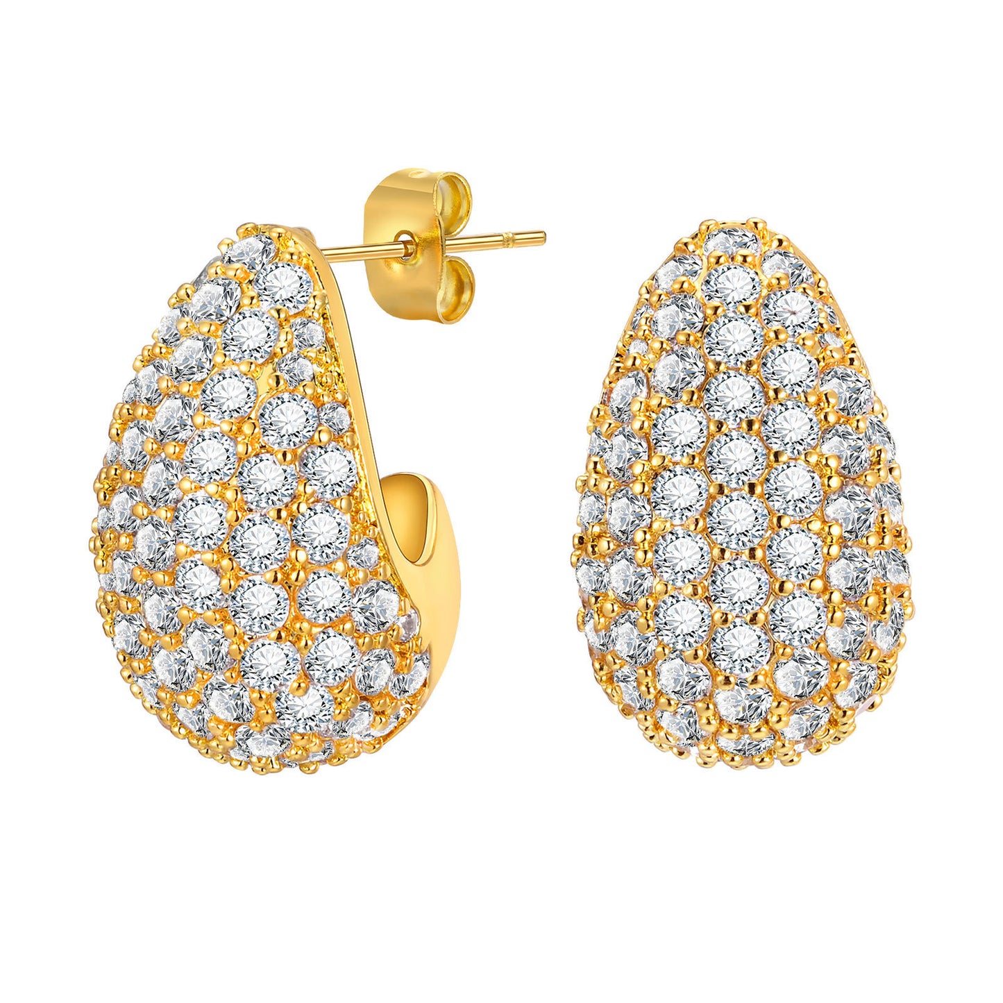 European And American Fashion Accessories Gold Zircon Earrings