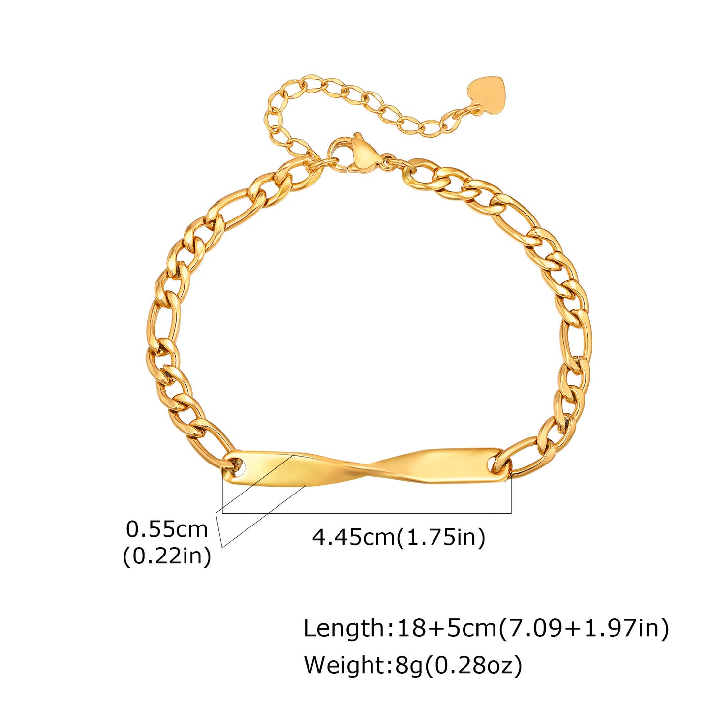 Planderful Gold Steel Mobius Bracelet For Couples Wear