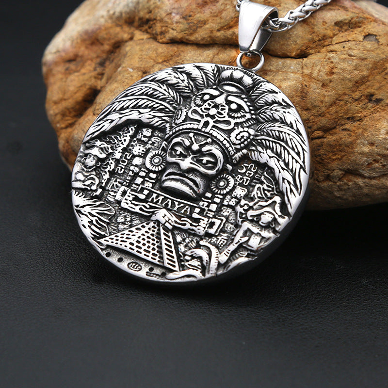 Relief Big Stainless Steel Men's Pendant Necklace