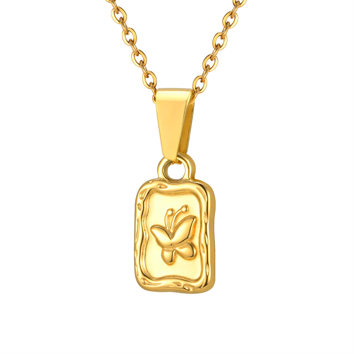 Butterfly Geometric Stainless Steel Necklace
