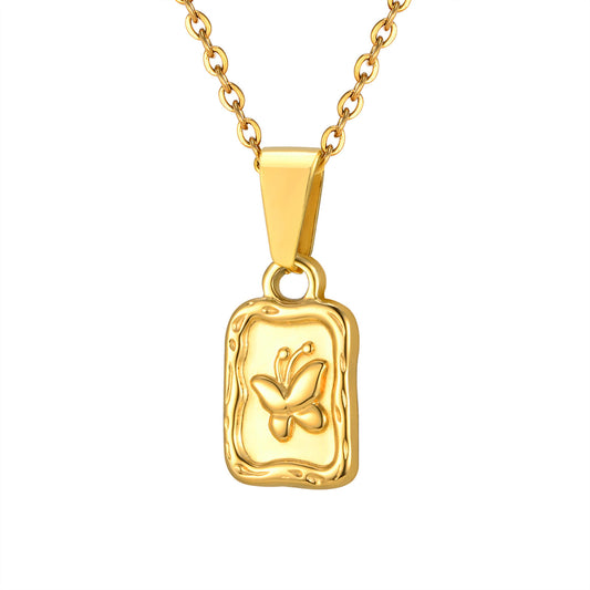 Butterfly Geometric Stainless Steel Necklace