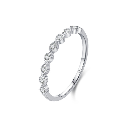S925 Sterling Silver Nine-Stone Geometric Moissanite Band