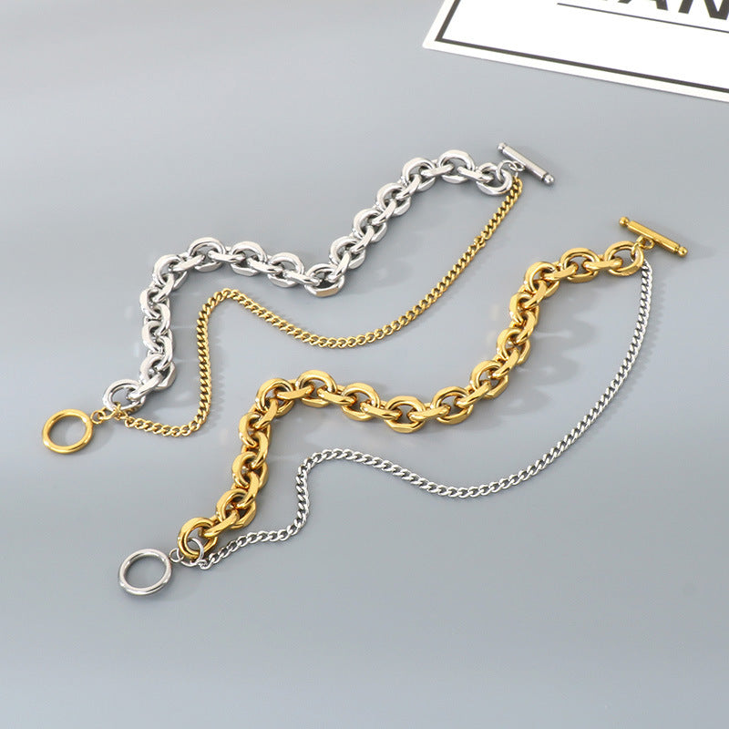 Planderful Mens Titanium Steel O Chain Layered Bracelet