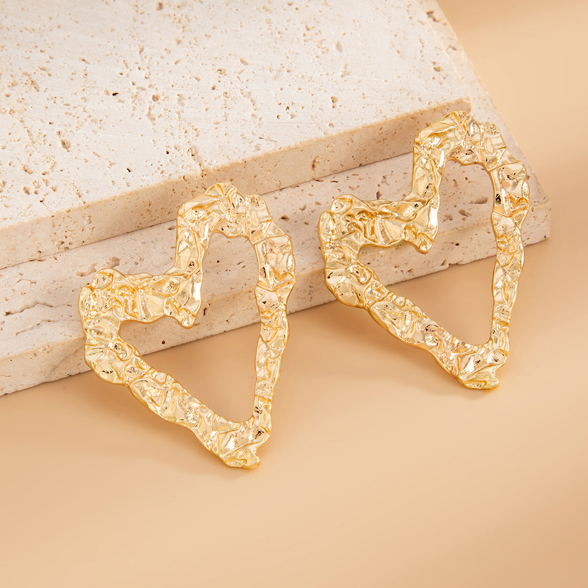 Planderful Vienna Verve Liquid Lava Stud Earrings For Women Retro Heart Star Pleated Design Statement Jewelry