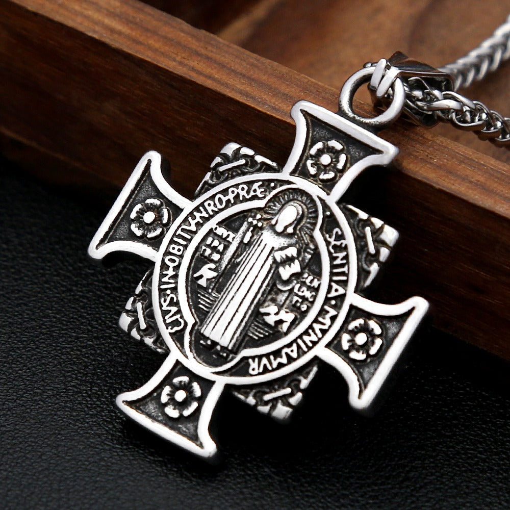 Punk Cross Stainless Steel Men's Pendant Necklace