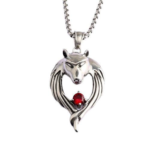 Punk Wolf Stainless Steel Men's Pendant Necklace