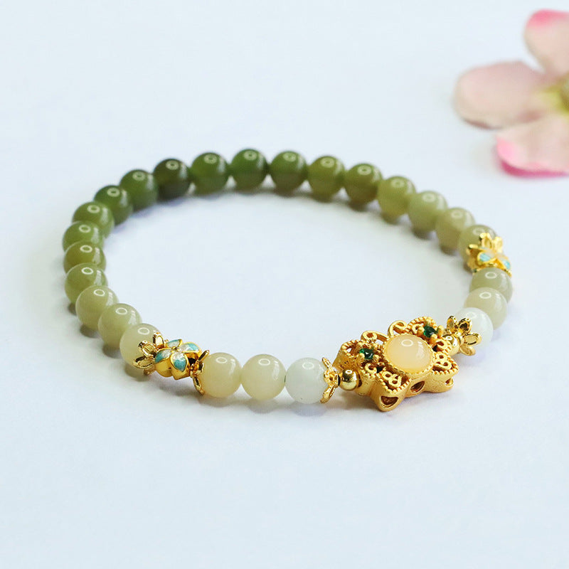 Gradient Hetian Jade Butterfly Bracelet