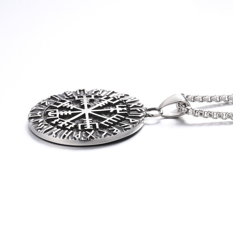 Stainless Steel Necklace - Minimalist Viking Compass For Him