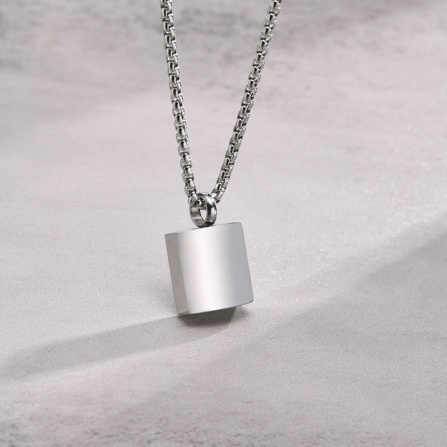 Stainless Steel Simple Small Square Surface Light Pendant for Men
