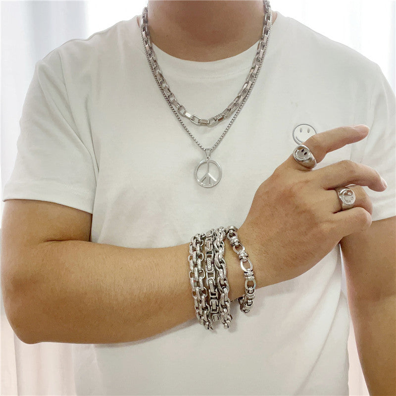 Personalized Retro Hollow Round Pendant Necklace in Titanium Steel for Men and Women