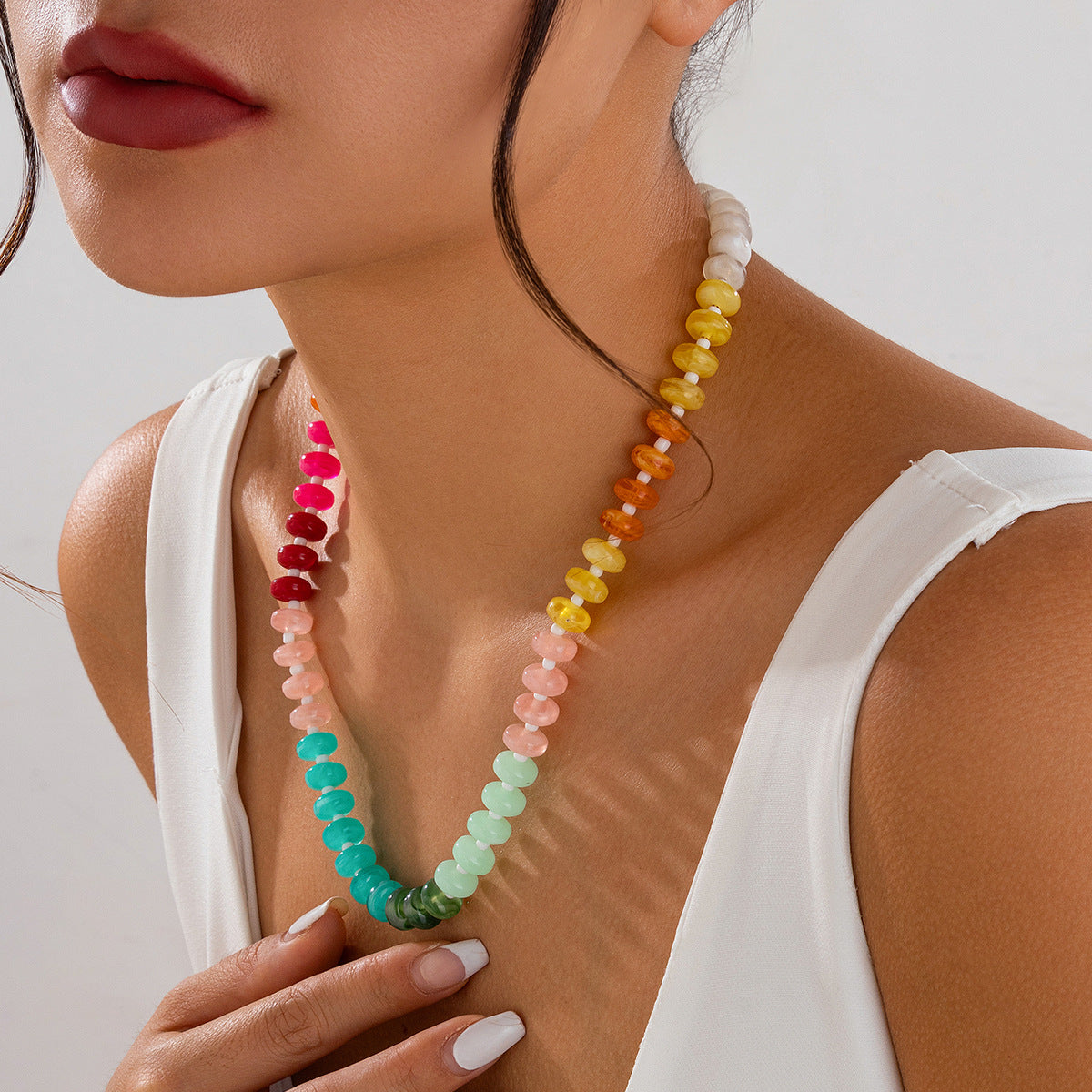 Rainbow Acrylic Beaded Necklace Collection