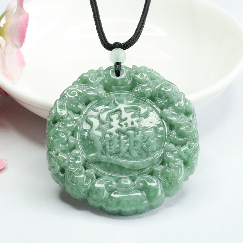 Emerald Fortune Pixiu Pendant with Myanmar A Grade Jade