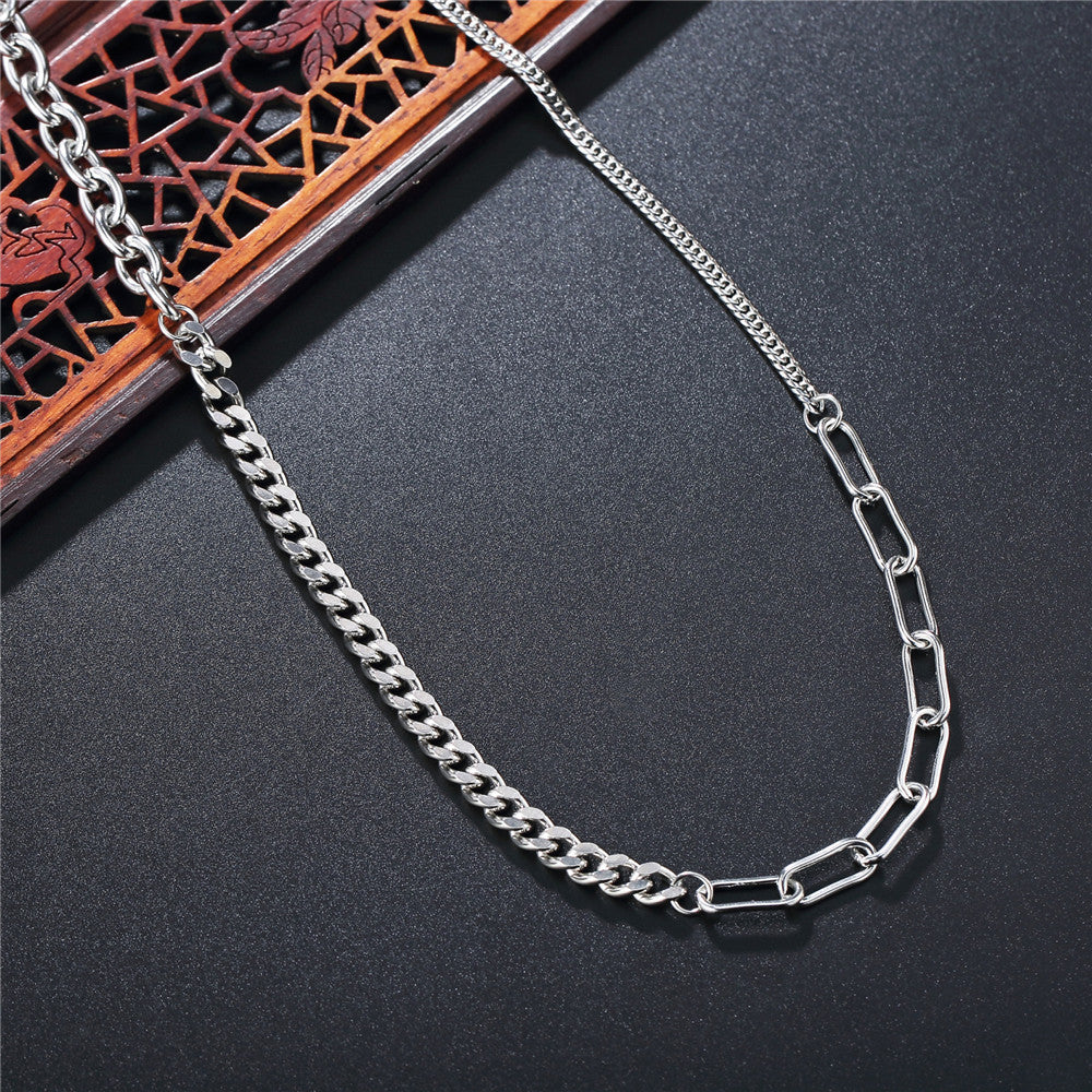 Planderful Durable Titanium Steel Cuban Chain Necklace Unisex Clavicle Style Hip Hop Statement