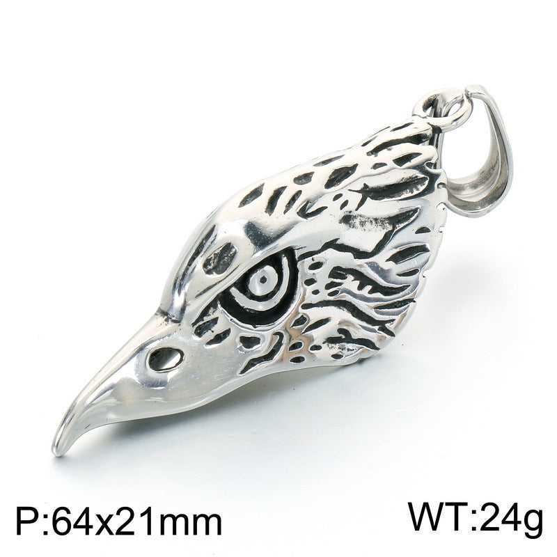 Punk Style Bird Of Prey Eagle Pendant Retro Smeared Eagle Wing Owl Necklace