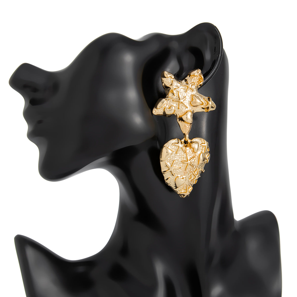 Planderful Vienna Verve Liquid Lava Stud Earrings For Women Retro Heart Star Pleated Design Statement Jewelry