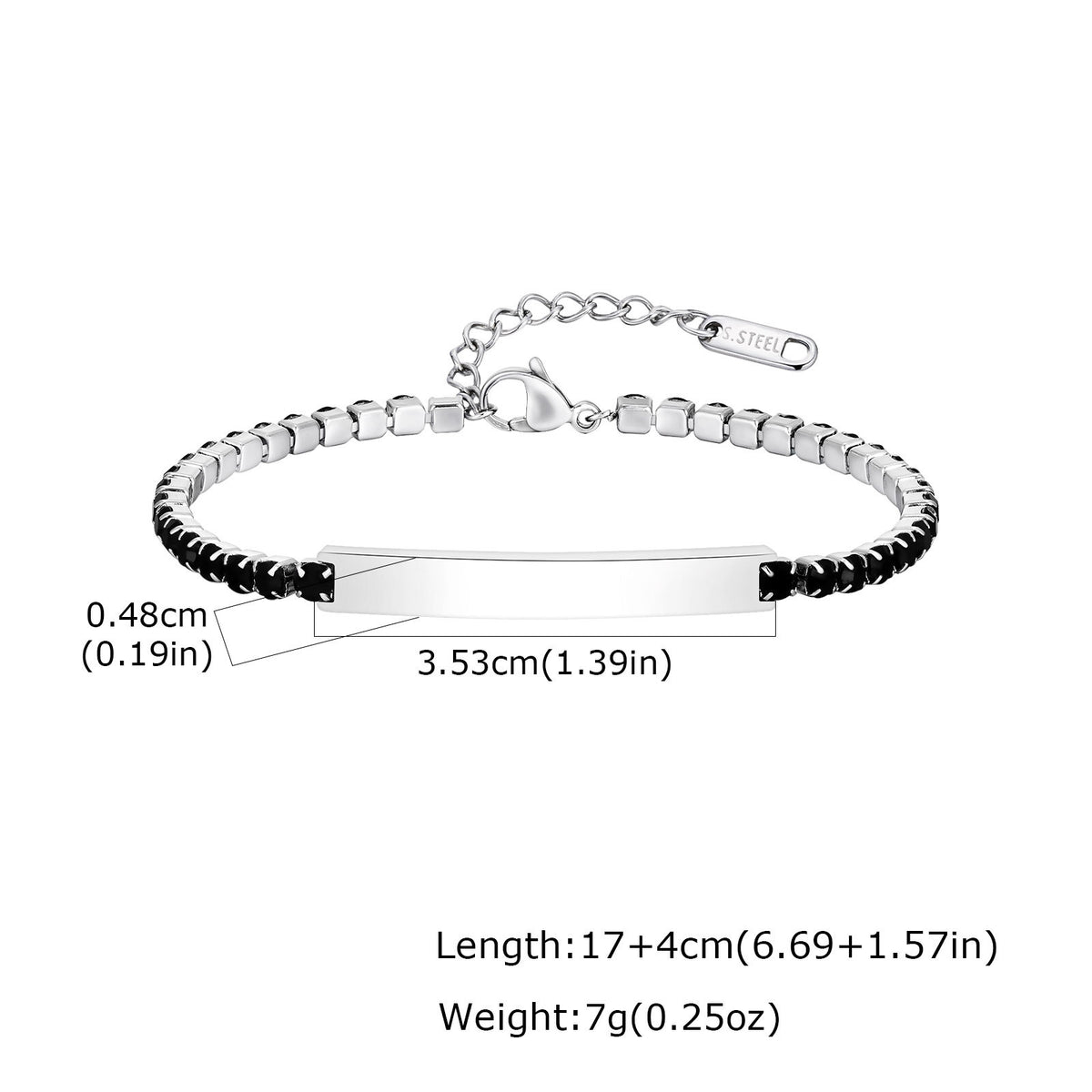 Zircon Black Stainless Steel Bracelet