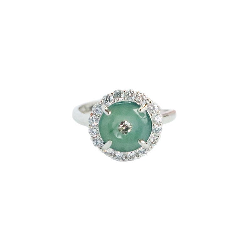 Blue Water Jadeite Peace Buckle 10 mm Ring
