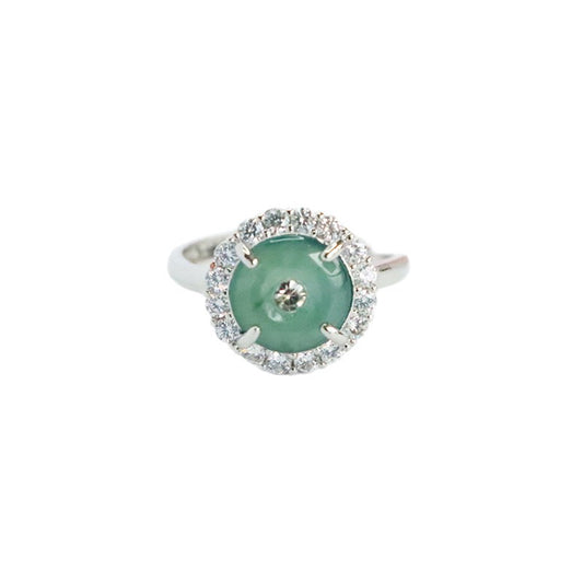 Blue Water Jadeite Peace Buckle 10 mm Ring