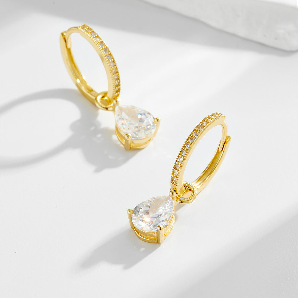 Planderful S925 Sterling Silver Water Drop Zircon Earrings For Women Elegant Everyday Luxury