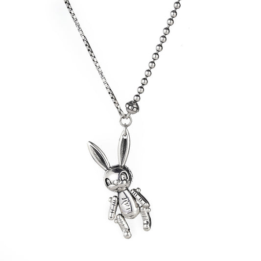 Hip Hop Rabbit Pendant Silver Necklace