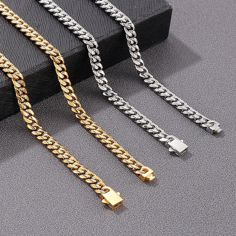 Daily Trendy Men's 8mm Double Weaving Round Grinding Men's Stainless Steel Necklace, Minimalist