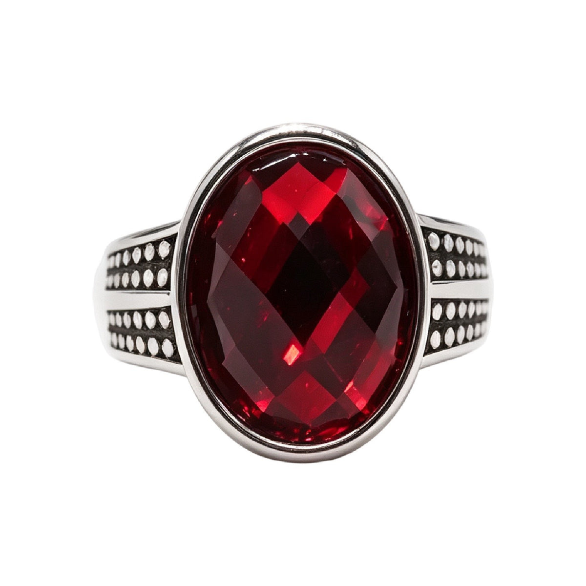 Double-Row Gemstone Titanium Steel Ring