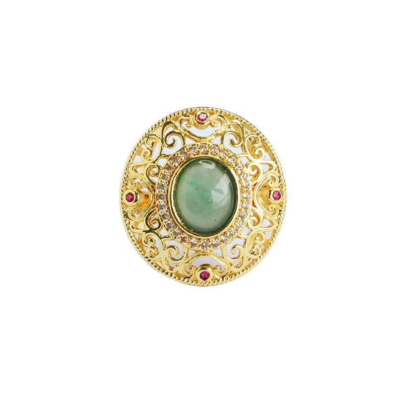 Blue-Water Jadeite Cloud Ruyi Ring
