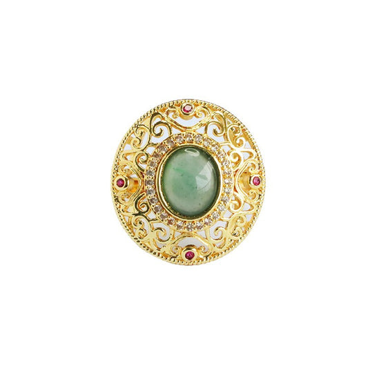 Blue-Water Jadeite Cloud Ruyi Ring