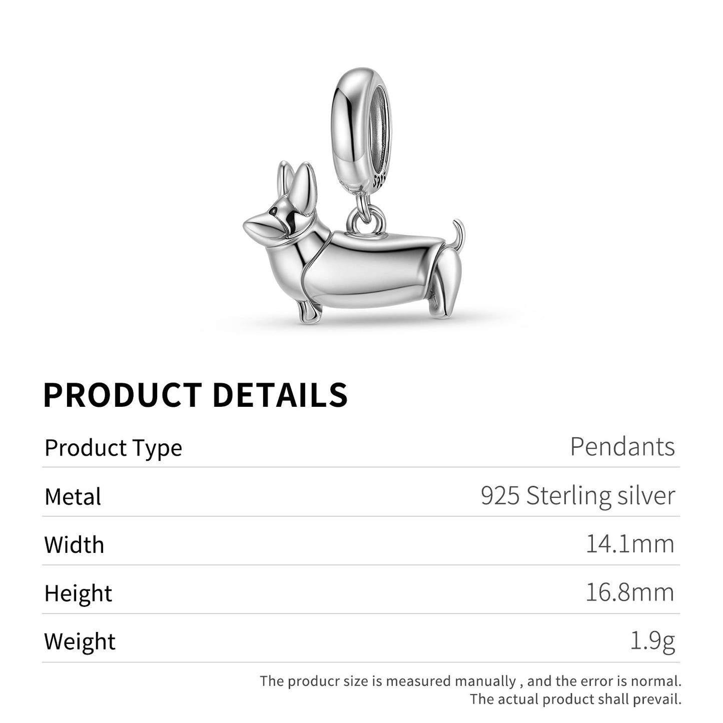 Planderful Jewelry Corgi Pendant Sterling Silver Necklace