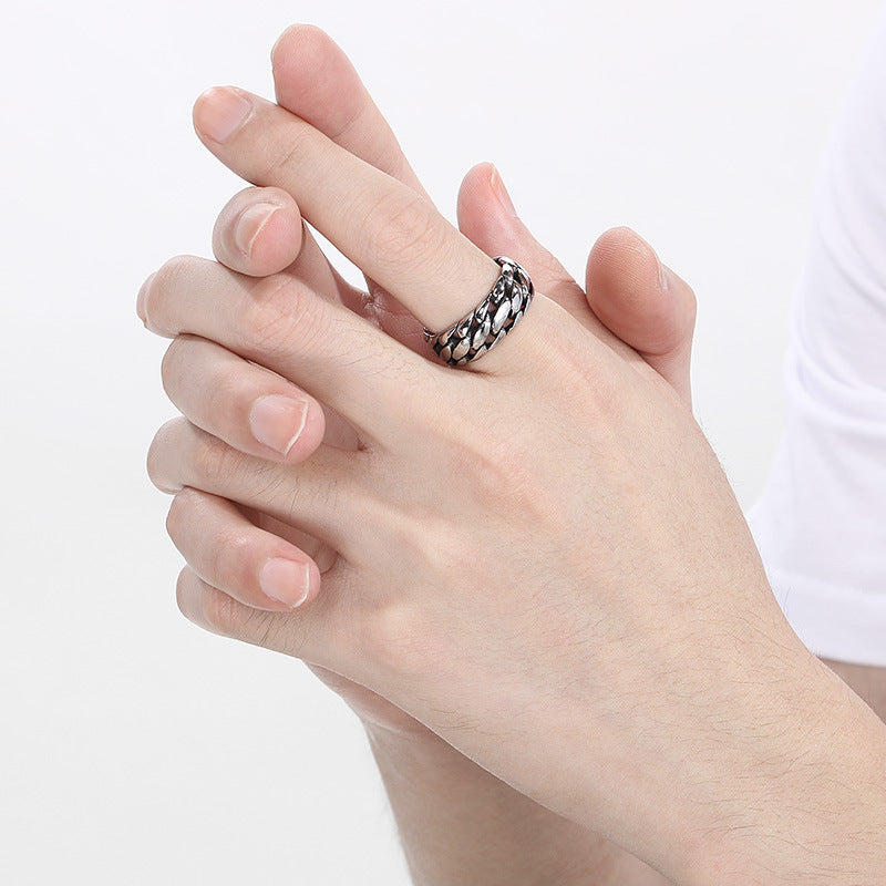 Planderful Mens Titanium Steel Punk Locomotive Ring Bold