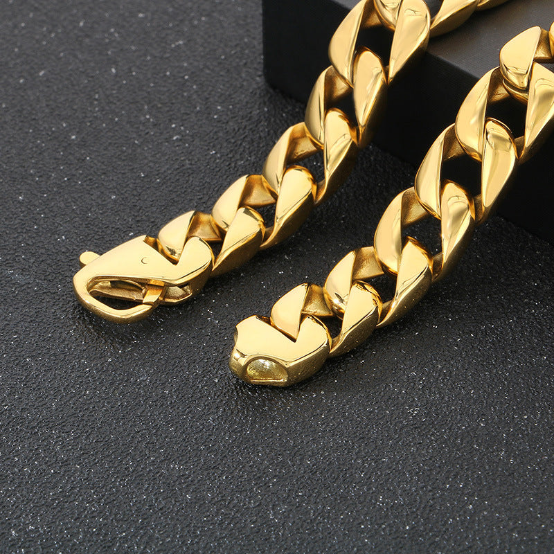 Planderful 15mm Titanium Steel Cuban Chain Necklace For Men