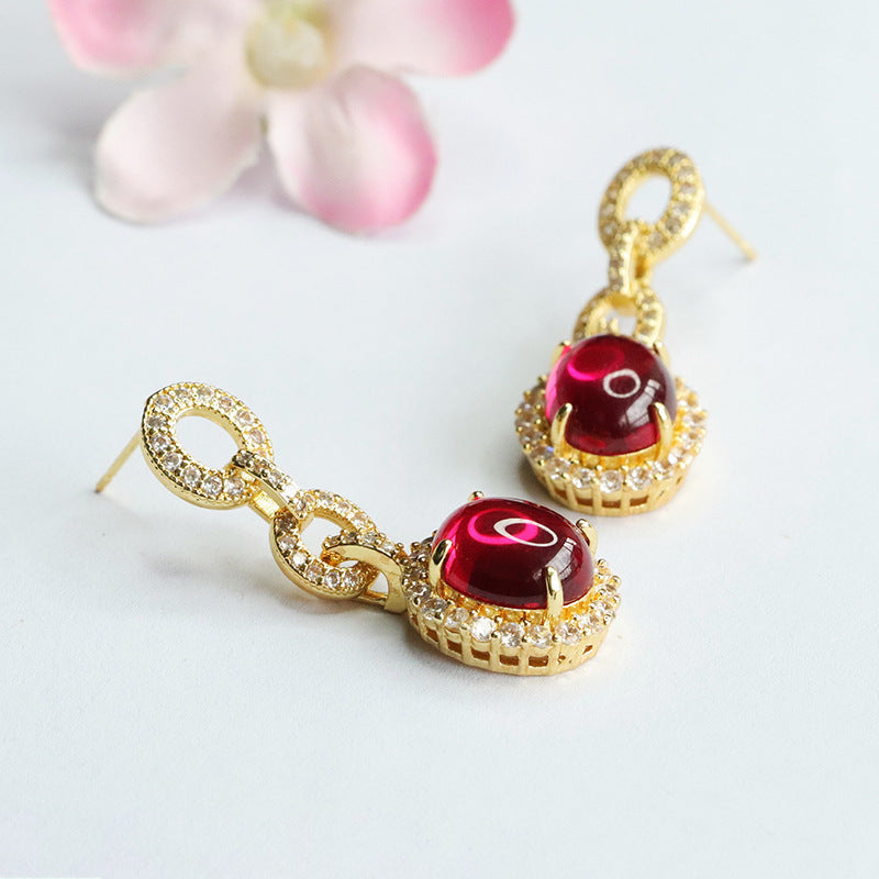 Lab-Grown Ruby Interlocking Stud Earrings