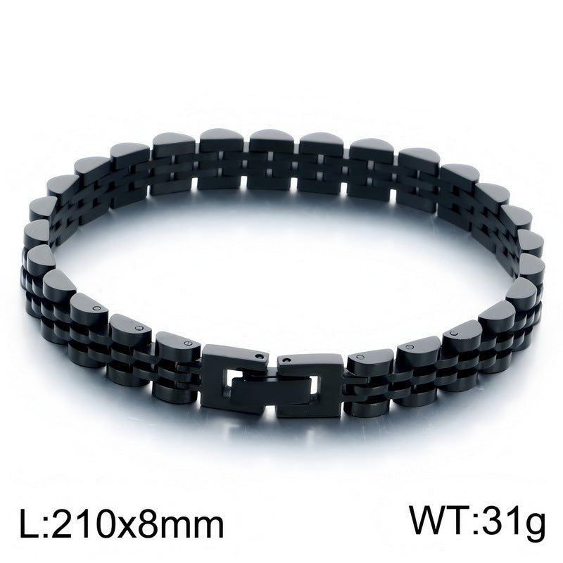 Japan & Korea Business Watch Chain Five Baht Strap Chain Stainless Steel Unisex Bracelet