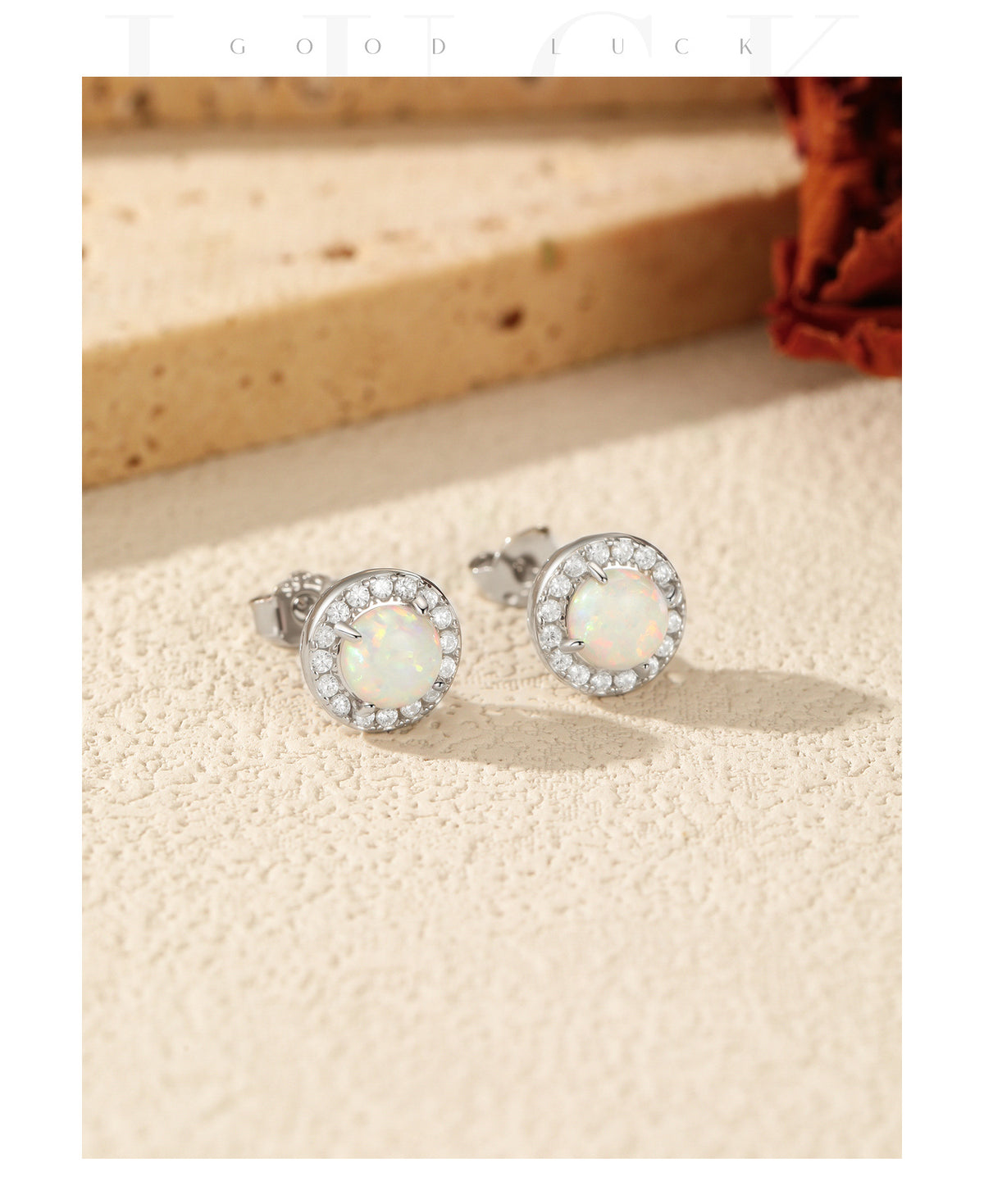 925 Sterling Silver Vintage-Inspired Opal Stud Earrings