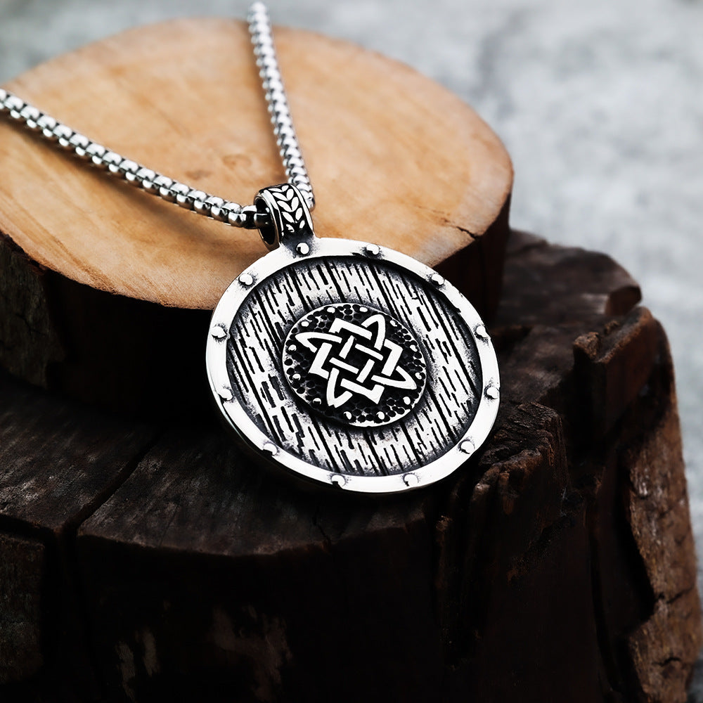 Nordic Viking Pendant Personality Shield Rune Necklace for Men