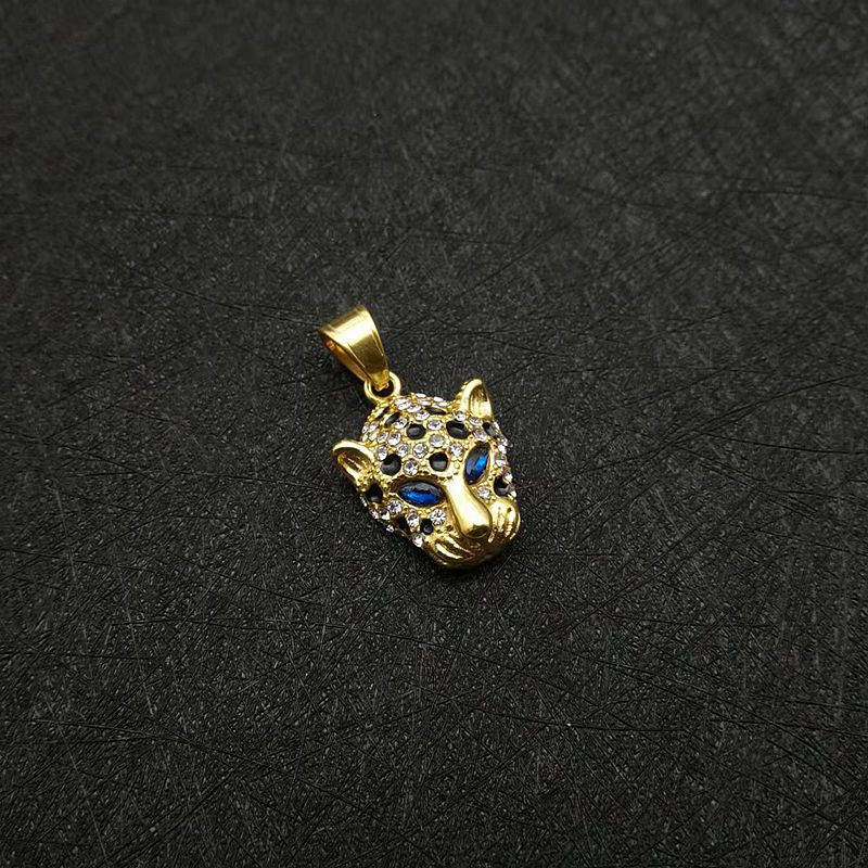 Zircon Necklace - Statement Hip Hop Leopard Head Pendant In Gold Plated Stainless Steel