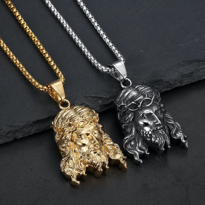 Hip Hop Jewelry Holy Family Jesus Portrait Pendant Necklace For Hip Hop Fans Stainless Steel Gold Plated Planderful