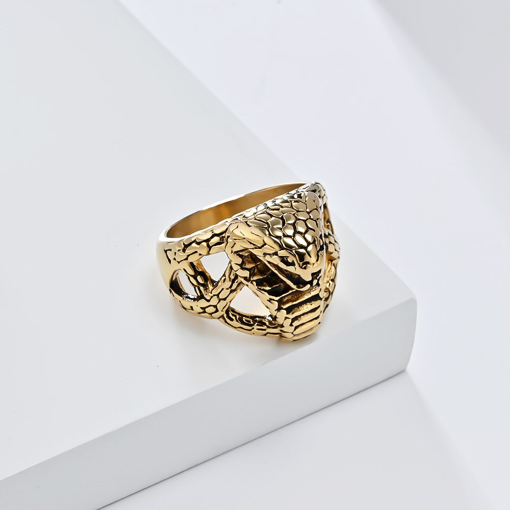 Planderful Titanium Steel Cobra Ring For Men Bold Hip Hop Style Hand Jewelry Vintage Vibe