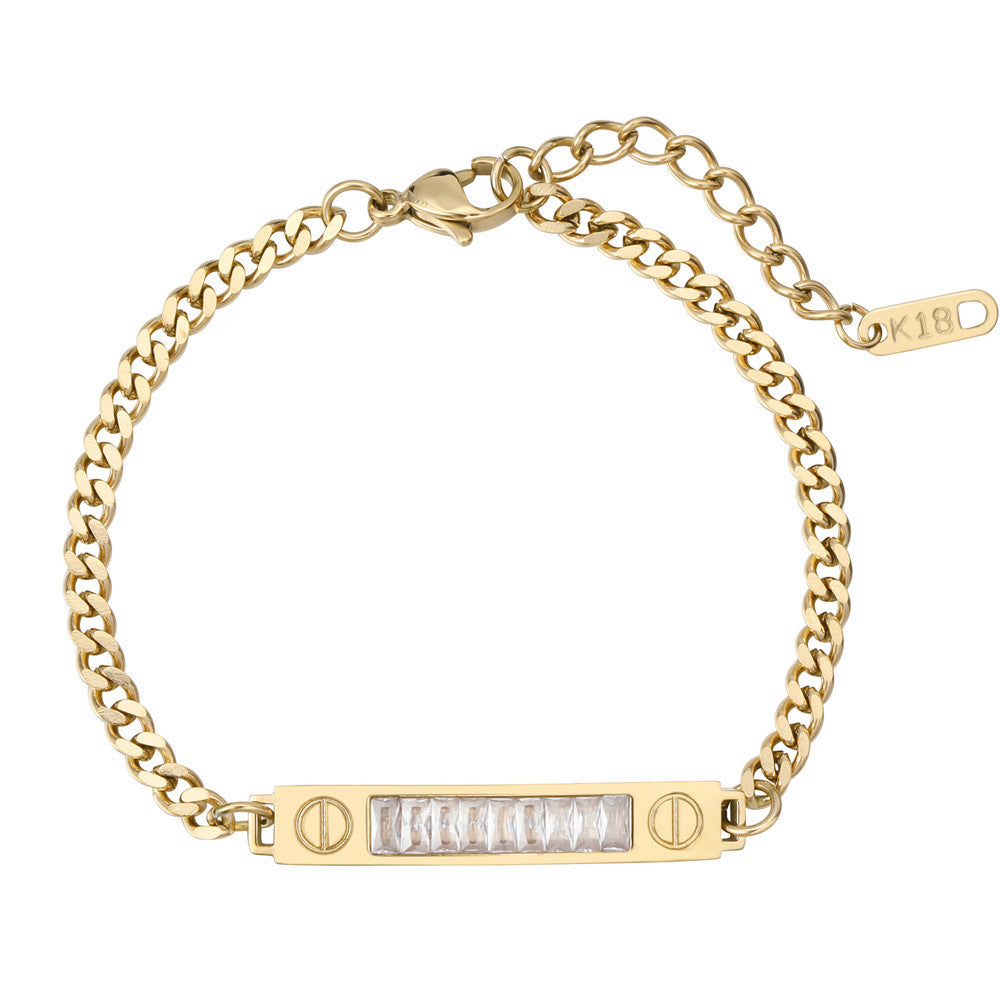 Planderful Zircon Bracelet For Women Elegant Everyday Genie Steel Jewelry Statement Piece