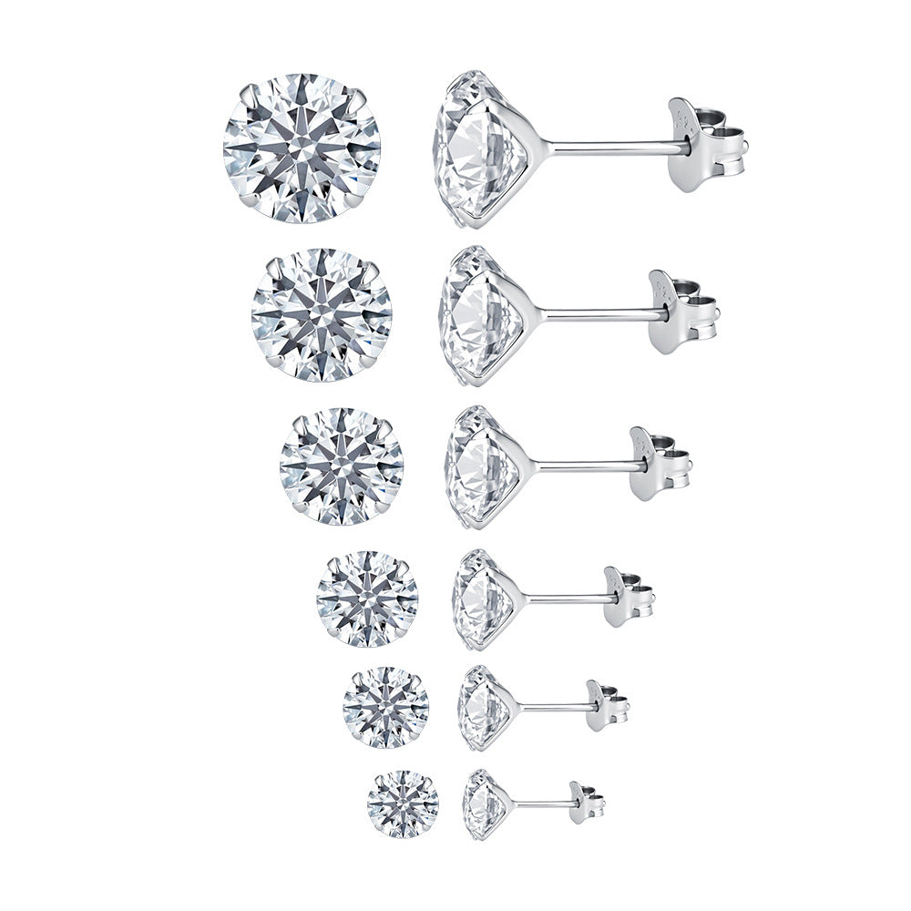 S925 Sterling Silver Classic Four-Claw Moissanite Stud Earrings Daily Commuting Earrings
