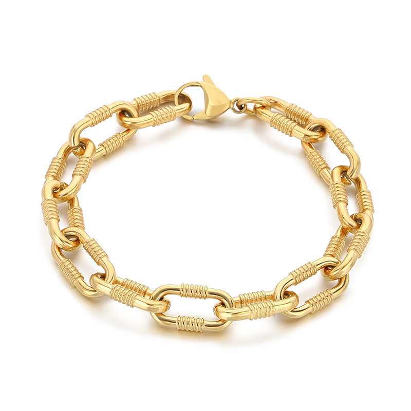 Mens Titanium Steel Bracelet Planderful Skull Buckle Bold