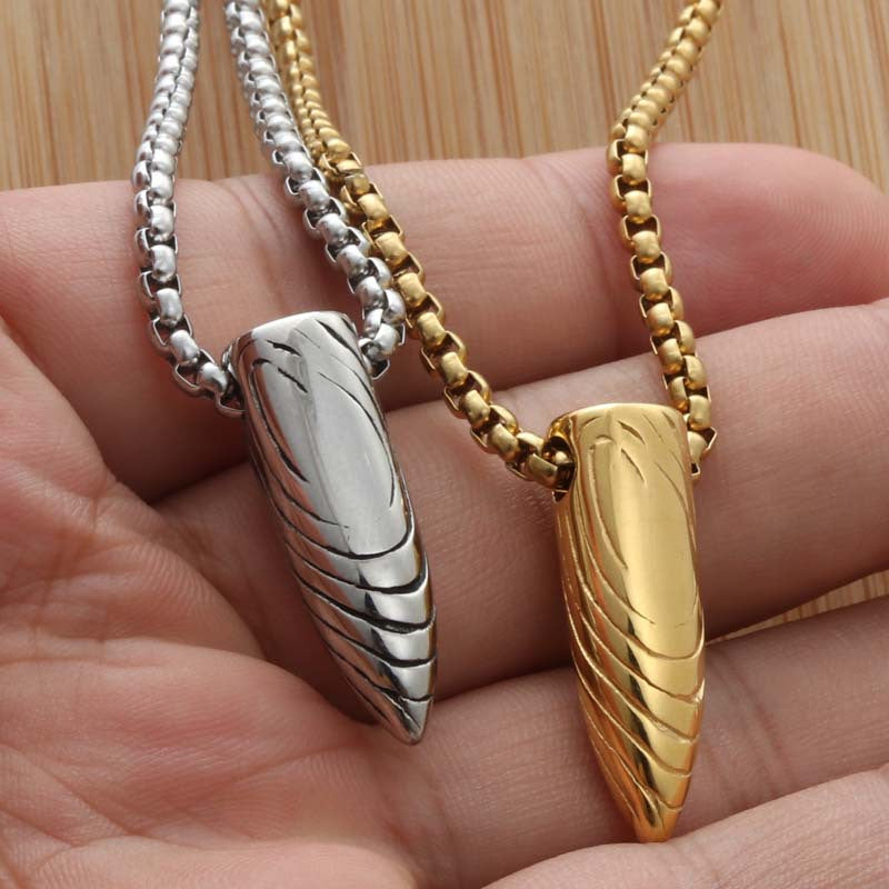 Personalized Titanium Steel Bullet Pendant Necklace for Men - Retro Punk Style from Manufacturer
