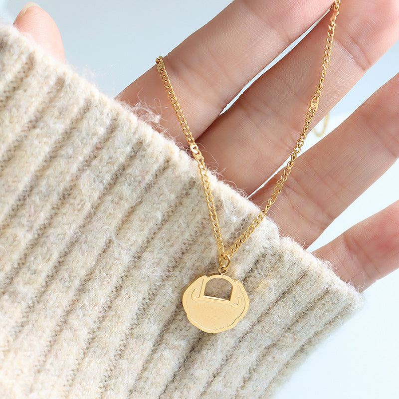 Lucky Charm Hammered Chain Necklace - Titanium Steel Jewelry