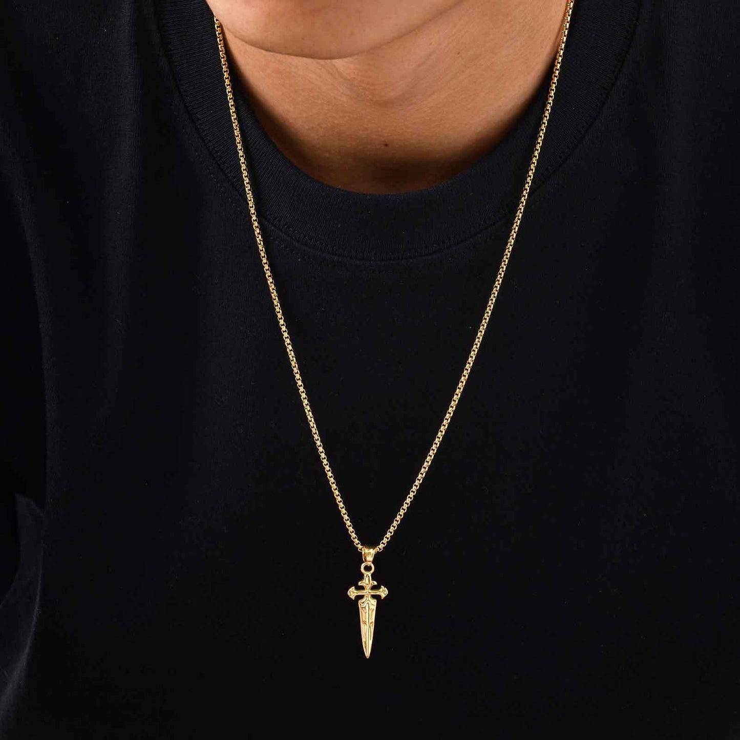 Planderful Stainless Steel Sword Cross Pendant For Men