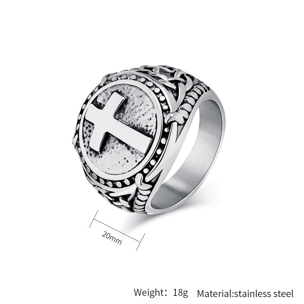 Steel Ring - Vintage Cross Ring For Men Stainless Steel Jewelry By Planderful Everyday Genie