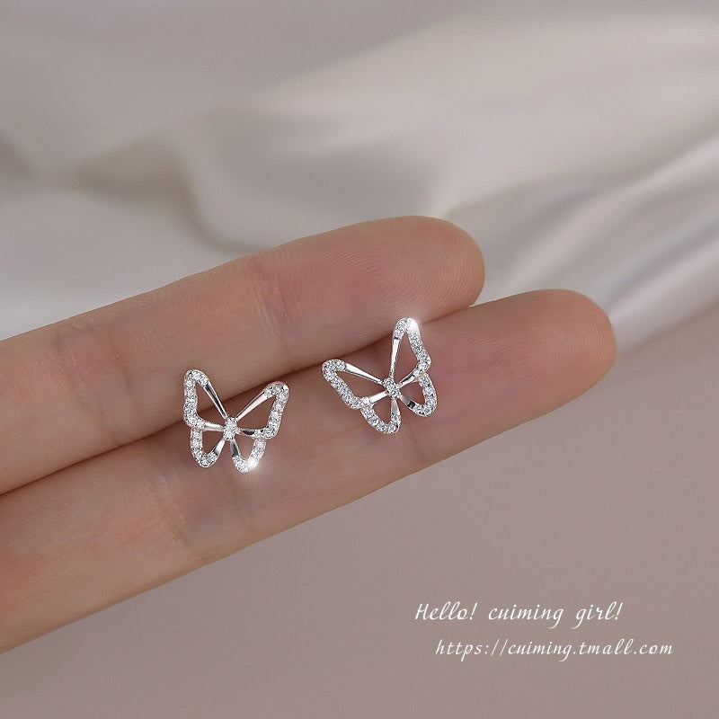 Butterfly Hollow 925 Sterling Silver Women's Earrings