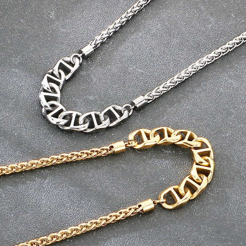 Collarbone Chain, Hip Hop Pig Nose Chain, Vacuum Electroplated Flower Basket Chain, Stainless Necklace